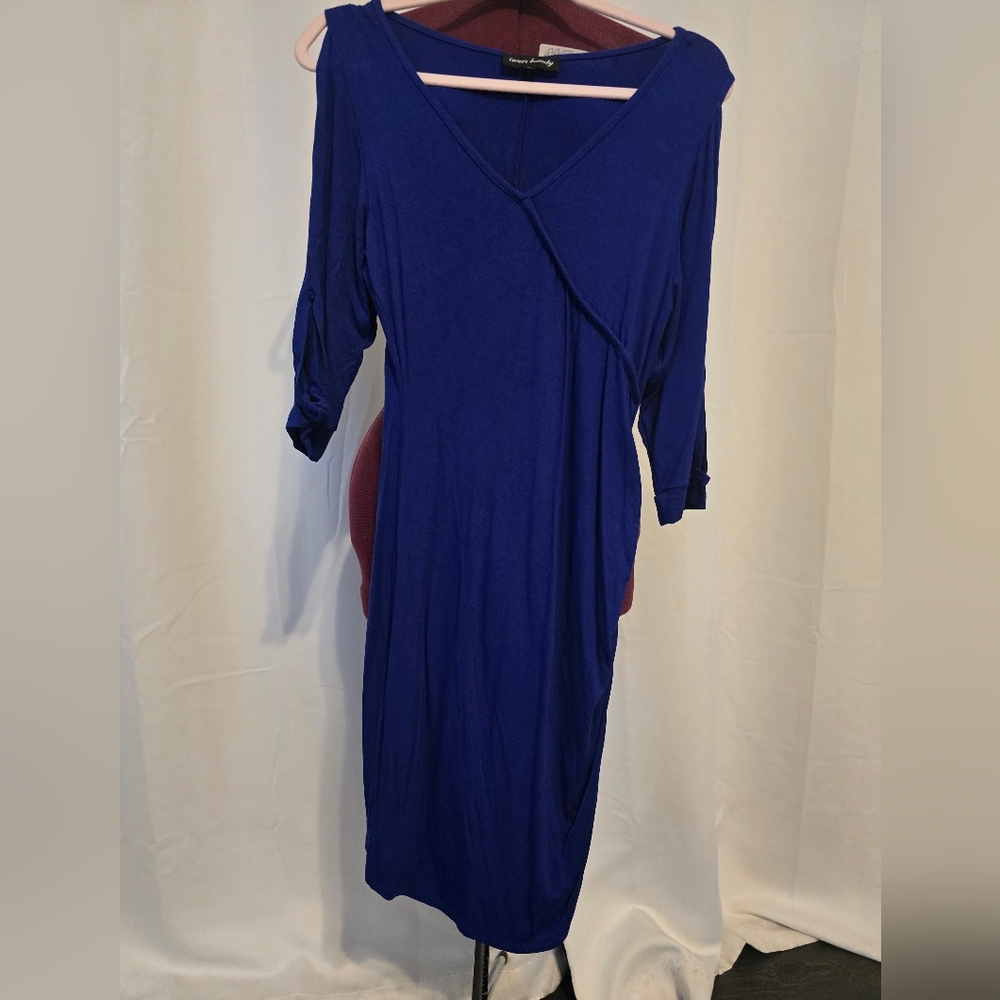 Inner Beauty Cobalt Blue Midi Dress Long Sleeve Women’s Size Large